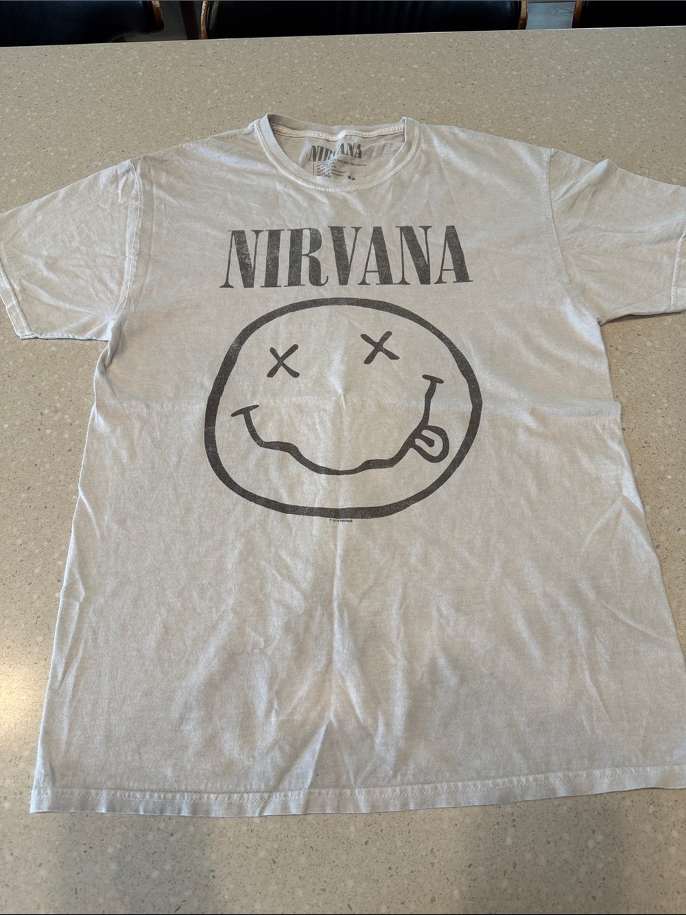 NIRVANA Light Gray Kids Short Sleeve Tee with Black Smiley Logo